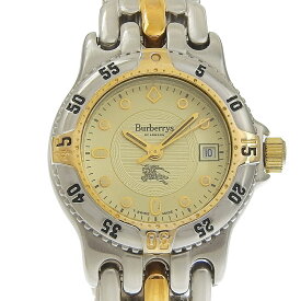 バーバリー BURBERRY ダイバー 腕時計 10000L ステンレススチール×金メッキ クオーツ アナログ表示 アイボリー文字盤 Diver レディース【中古】