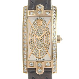 ハリーウィンストン HARRY WINSTON アヴェニューCミニ 腕時計 ベゼルダイヤ AVCQHM16RR045 K18ピンクゴールド×クロコダイル×ダイヤモンド 黒 クオーツ アナログ表示 ホワイトシェル文字盤 Avenue C Mini レディース【中古】A-ランク
