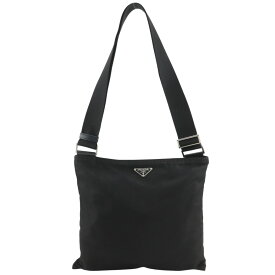 プラダ PRADA ショルダーバッグ ナイロン 黒 斜め掛け 肩掛け A5 ファスナー レディース【中古】