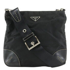 プラダ PRADA ショルダーバッグ ナイロン 黒 斜め掛け 肩掛け ファスナー レディース【中古】
