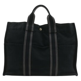 エルメス HERMES フールトゥMM ハンドバッグ トートバッグ キャンバス 黒 手提げ A4 スナップボタン Fourre ToutMM ユニセックス【中古】B-ランク