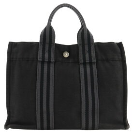 エルメス HERMES フールトゥPM ハンドバッグ トートバッグ キャンバス 黒 手提げ A5 スナップボタン Fourre ToutPM ユニセックス【中古】B-ランク