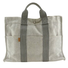 エルメス HERMES ニューフールトゥMM ハンドバッグ トートバッグ キャンバス グレー 手提げ A4 スナップボタン New Fourre ToutMM ユニセックス【中古】A-ランク