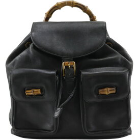 グッチ GUCCI バンブー リュック・デイパック 003.2058.0016 レザー 黒 肩掛け 手提げ 2way A5 フラップ Bamboo レディース【中古】