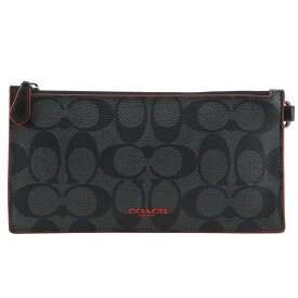 コーチ COACH リストレット ポーチ シグネチャー F84741 PVC 黒 ファスナー Wristlet ユニセックス【中古】A-ランク