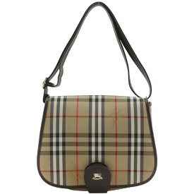 バーバリー BURBERRY ノバチェック ショルダーバッグ キャンバス×レザー ベージュ 斜め掛け 肩掛け マグネットタイプ Nova Check レディース【中古】