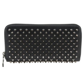 クリスチャンルブタン Christian Louboutin ラウンドファスナー 長財布 パネトーネ スタッズ 1175099 カーフ 黒 ファスナー Zip Around ユニセックス【中古】