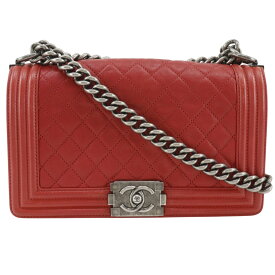 シャネル CHANEL ボーイシャネル ショルダーバッグ マトラッセ レザー 赤 斜め掛け 肩掛け フラップ Boy chanel レディース【中古】