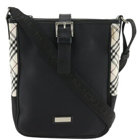 バーバリーブラックレーベル BURBERRY BLACK LABEL ノバチェック ショルダーバッグ ナイロン 黒 斜め掛け 肩掛け A5 マグネットタイプ Nova Check メンズ【中古】