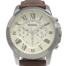 フォッシル FOSSIL 腕時計 FS4735 ステンレススチール×レザー シルバー クオーツ クロノグラフ アイボリー 文字盤 メンズ【中古】A+ランク