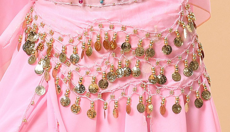 ベリーダンス用コイン付きヒップスカーフ 店内全品対象 ライトピンク 人気ショップが最安値挑戦