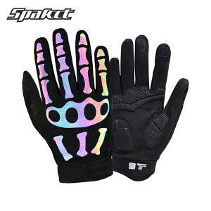 サイクリンググローブ SPAKCT 男性用 メンズ 発光 耐衝撃 スケルトン 手袋 色/ 黒 ブラック S/M/L/XL