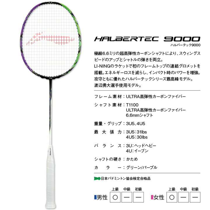楽天市場】渡辺勇大選手使用モデル リーニン バドミントンラケット  