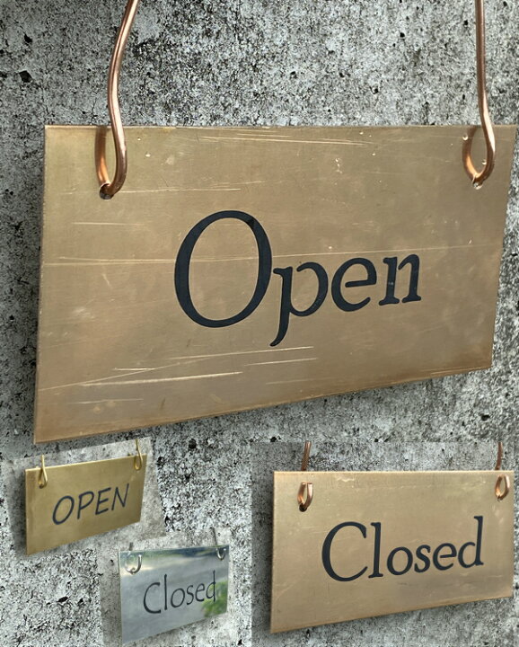 楽天市場 ダメージ加工 金属製 オープン クローズ 看板open Closed 真鍮 プレート ヴィンテージ 60 1mm 両面 ドアサイン 手作り雑貨 アンティーク インテリア エヌ ライティング