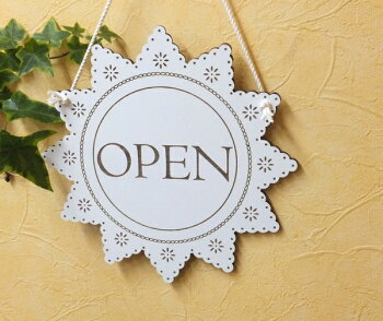 楽天市場 大きな オープン クローズ 両面看板 25cmおしゃれな レースモチーフ フェミニン 木製 オープンプレート Open Closed ハンドメイド 手作り雑貨 エヌ ライティング