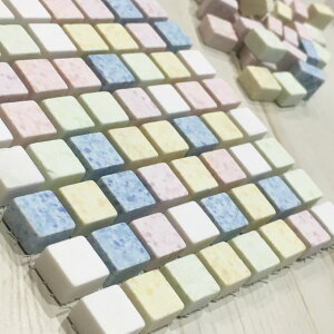 モザイクタイル 64個(1シート)9.5mm角 厚6mm タイルクラフト DIYハンドメイド パーツ 手作り雑貨 タイル雑貨 デコ素材