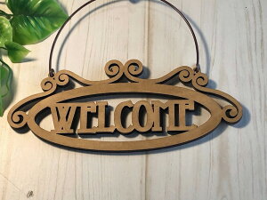 nhCh ؐTCv[guWELCOME@EFJvAeB[NnMOv[g Ǌ| MDF CeAG 8.5cm×20cm 6mm