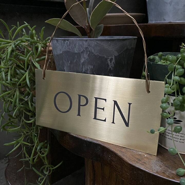 楽天市場】ダメージ加工 真鍮製 オープン クローズ 金属 看板OPEN 