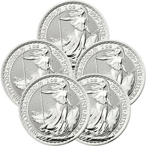 2020 イギリス ブリタニア銀貨 1オンス ■【5枚】セット (39mmクリアーケース付き) 新品未使用