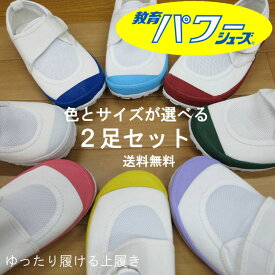 【生活応援価格パワー！】8色から選べる！　上履き・上靴 教育パワーシューズ 2足セット【送料無料】