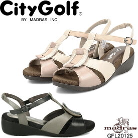 シティゴルフ GFL20125 City Golf MADRAS マドラス 本革 ベーシックデザイン サマーサンダル 3E相当 山羊革 ラバーモールドソール 婦人靴 レディース