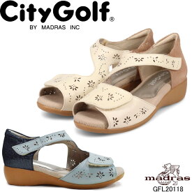 シティゴルフ GFL20118 City Golf MADRAS マドラス 本革 ゆったり足入れのプラット製法カジュアルシューズ 3E相当 牛革 山羊革 婦人靴 レディース