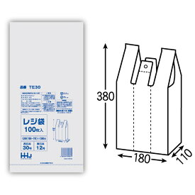 レジ袋　白　エコノミータイプ　TE30(西日本30号、東日本12号)　100枚×80冊(8000枚)【メーカー直送または取り寄せ】
