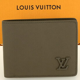 【未使用品】LOUIS VUITTON ルイヴィトン ポルトフォイユ・ミュルティプル 二つ折り財布（小銭入れなし） アエログラム・レザー カーキ M81734 RFID（ICチップ入り）