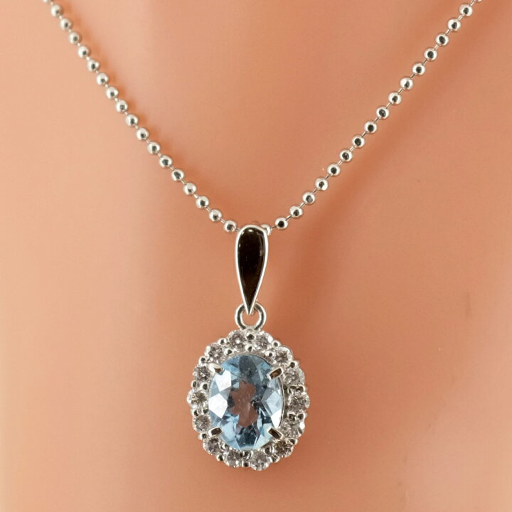 楽天市場】【新品同様】Pt850/Pt900 アクアマリン ネックレス D0.38  