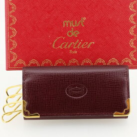 【美品】Cartier カルティエ マスト ドゥ カルティエ 4連キーケース カーフレザー ボルドー L3000203 箱 カード 【中古】