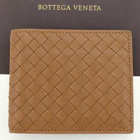 【新品同様】BOTTEGA VENETA ボッテガヴェネタ 二つ折り財布（小銭入れなし） イントレチャート ブラウン 113993 RFID（ICチップ入り） 箱 保存袋 【中古】