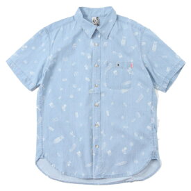 CHUMS(チャムス) BBQ S/S Shirt-Lt.Indigo-M CH02-1168 半袖シャツ男性用 カジュアルシャツ メンズ半袖Tシャツ カットソー