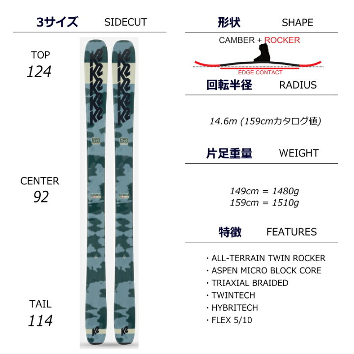 楽天市場】K2 RECKONER 92 W+ATTACK 14 GW スキー＋ビンディングセット 