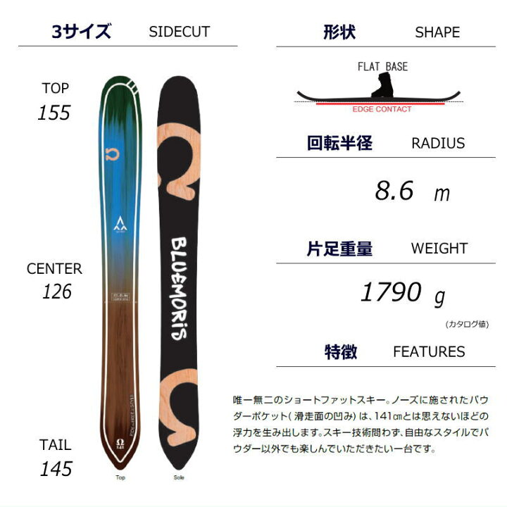 楽天市場】BLUEMORIS Ω+ATTACK 14 GW[141cm/センター幅126mm幅] ブルー 