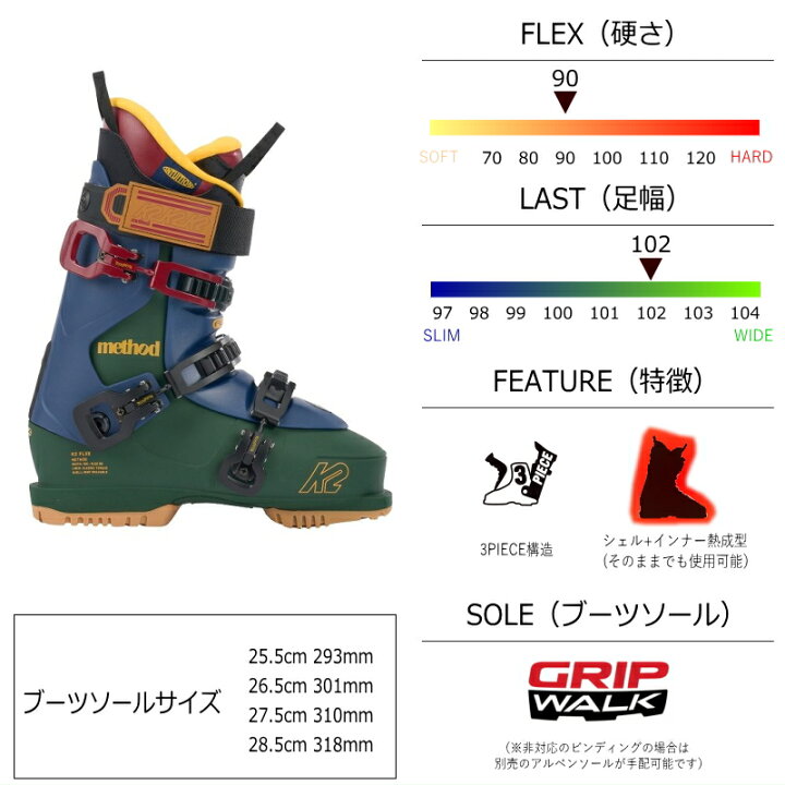 楽天市場】K2 METHOD[27.5cm足幅102mm幅]23-24 ケーツー メソッド  