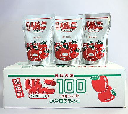 りんごの里として有名な秋田県横手産のリンゴジュースです JA秋田ふるさと 無添加 国内最安値 １８０ｇ×２０袋入り りんごジュース 【SALE／74%OFF】 ふじ