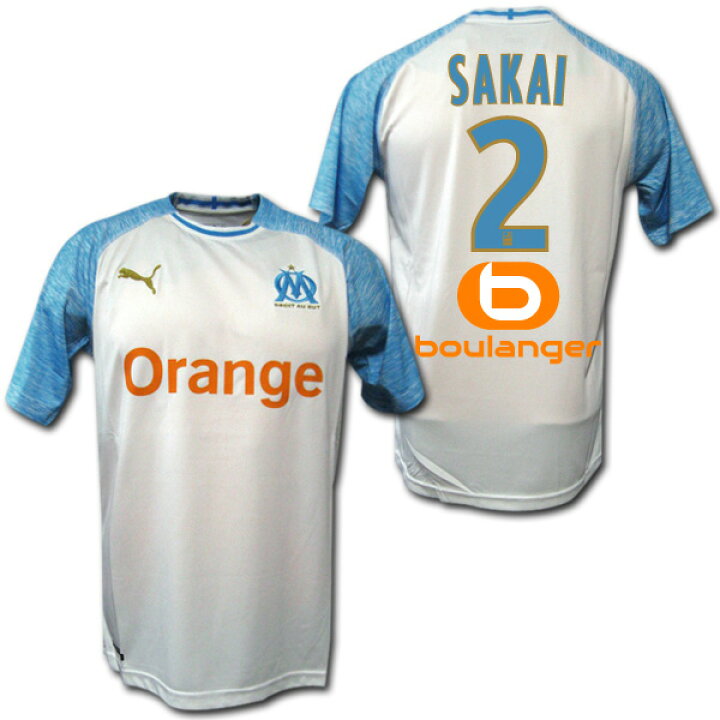 楽天市場 オリンピック マルセイユ 18 19 ホーム 白 水色 2 Sakai 酒井選手 スポンサー付 Puma O K A フットボール