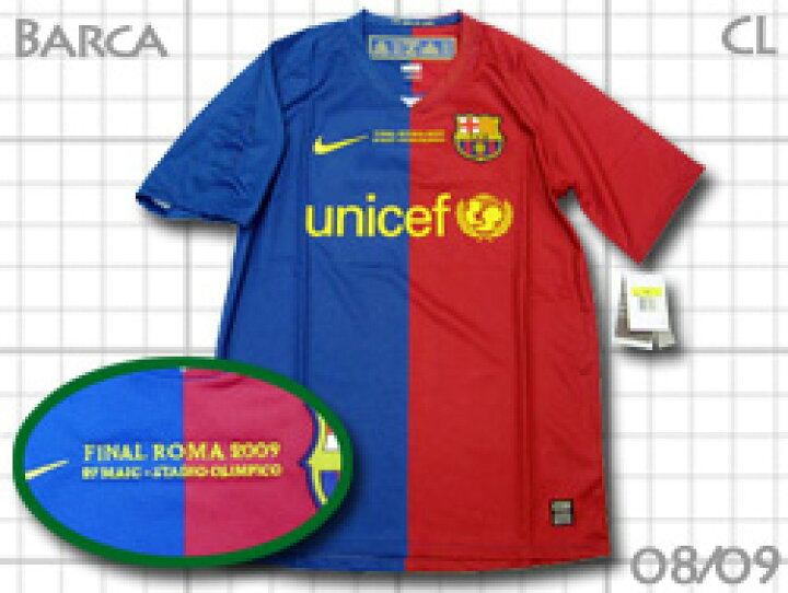 楽天市場】FCバルセロナ 08/09 ホーム CL決勝マッチデー刺繍入り NIKE 