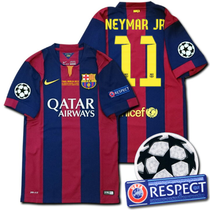 楽天市場 14 15 Fcバルセロナ 11 Neymar Jr ネイマール Cl決勝仕様 Home 青赤 Nike O K A フットボール