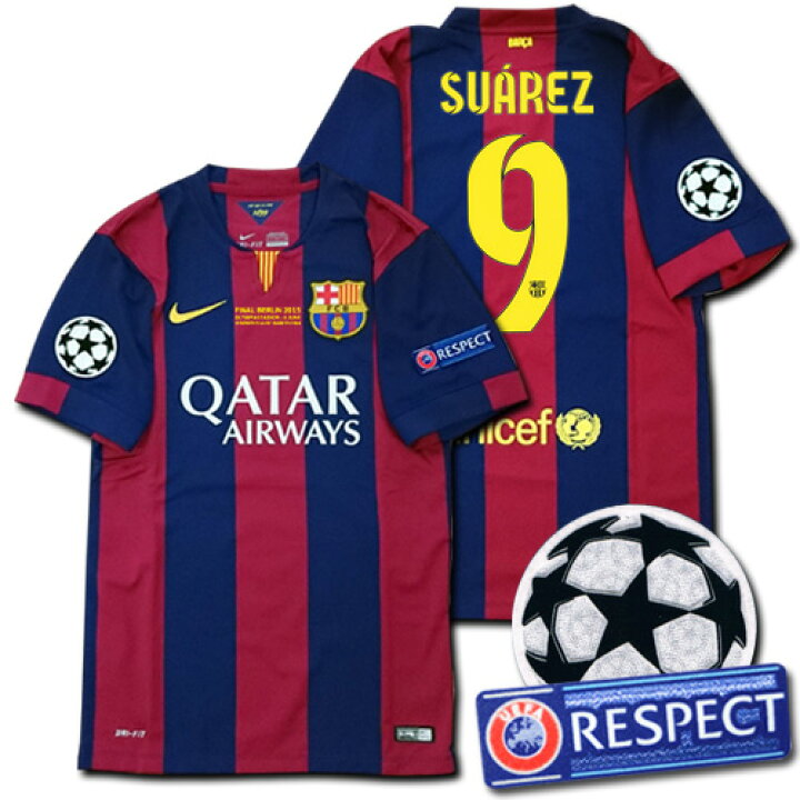 楽天市場】14/15 FCバルセロナ #9 SUAREZ スアレス CL決勝仕様 Home 