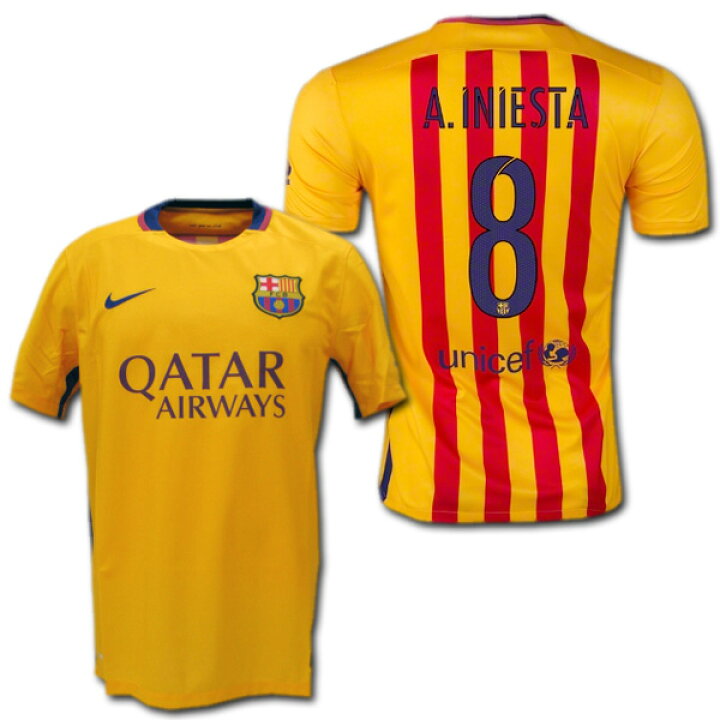 楽天市場】FCバルセロナ 15/16 アウェイ（黄色） #8 A.INIESTA 