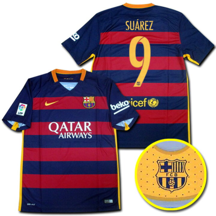 楽天市場】FCバルセロナ 15/16 ホーム（青赤） # 9 SUAREZ ルイス 