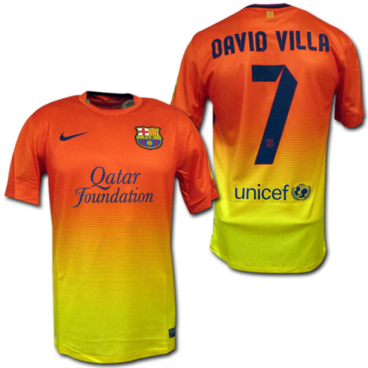 楽天市場】FCバルセロナ 12/13 アウェイ (オレンジx黄) #7 DAVID VILLA 