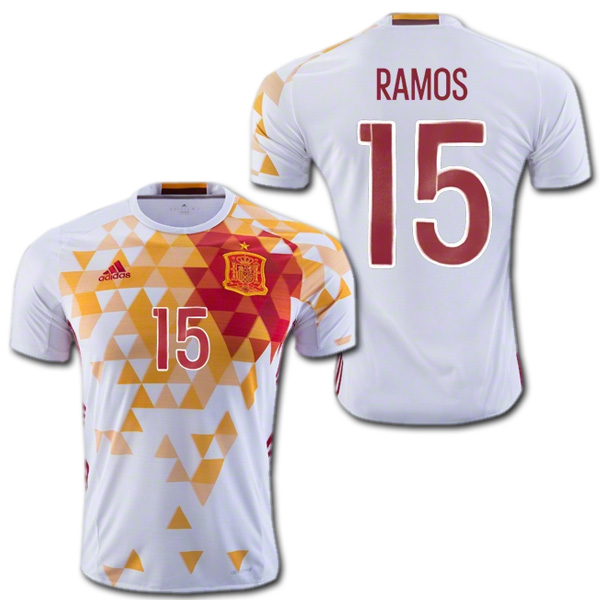 楽天市場 スペイン代表 16 アウェイ 白 15 Ramos セルヒオ ラモス ユーロ16 Adidas O K A フットボール