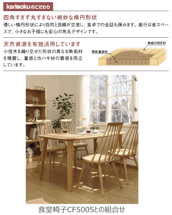楽天市場】カリモク 食堂テーブル DF5704 木部/オーク 165cm幅