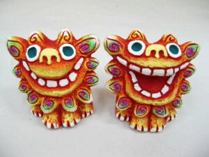 米子焼クローバー 赤 シーサーSサイズ