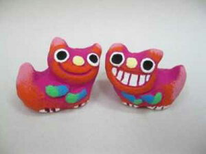 米子焼プチ・オーチャン 赤 シーサーSサイズ