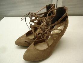 【中古】CLOSSHI/クロッシー■スエードバックジップレースアップパンプス 12 60224■LL(24.5cm程度)■ブラウン■シンプルでお洒落なレースアップデザイン♪