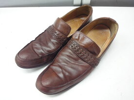 MORGAN HOMME/モルガンオム■L(27.0cm〜27.5cm)■ローファー ビジネスシューズ スリッポン 981Y4004 47M■BROWN/ブラウン/茶■編み込みレザーデザインがポイント☆【中古】