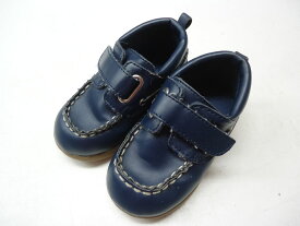 babyGap/ベビー ギャップ■6(13.5cm)■ベビー キッズ ベルクロ レザー スニーカー カジュアルシューズ■NAVY/ネイビー/紺色■大人顔負けのお洒落なデザイン☆【中古】